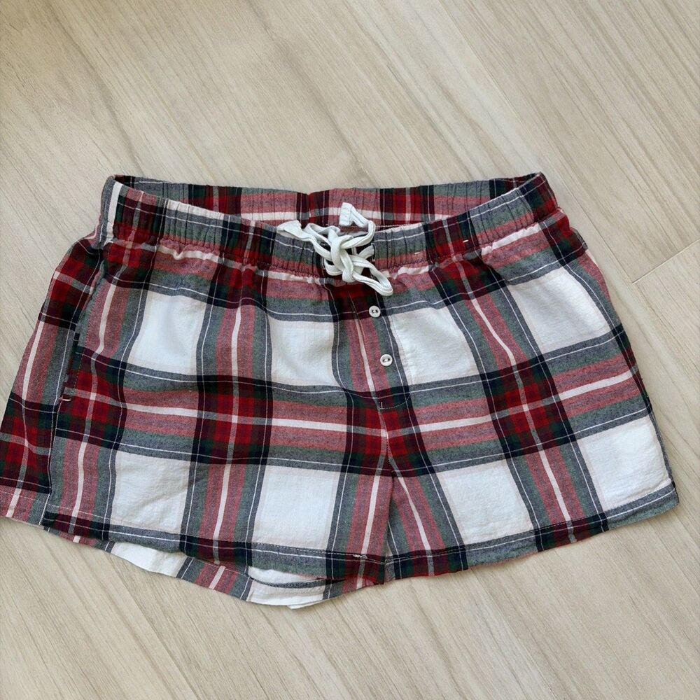 Stars Above Women’s Plaid Flannel Christmas Pajama Lounge Shorts Size Medium